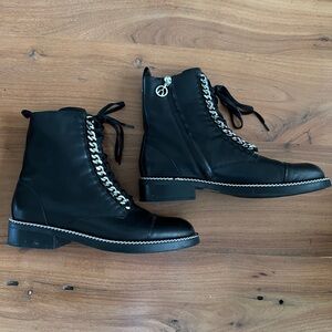 WISHBONE combat boots with silver detailing - Size 9